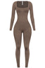 Jazelle Square Neck Jumpsuit Mocha - Style Delivers