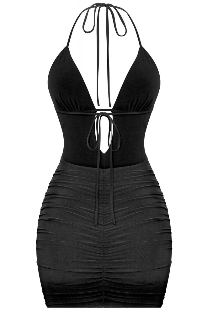 100 Shots Ruched Mini Dress Black - Style Delivers