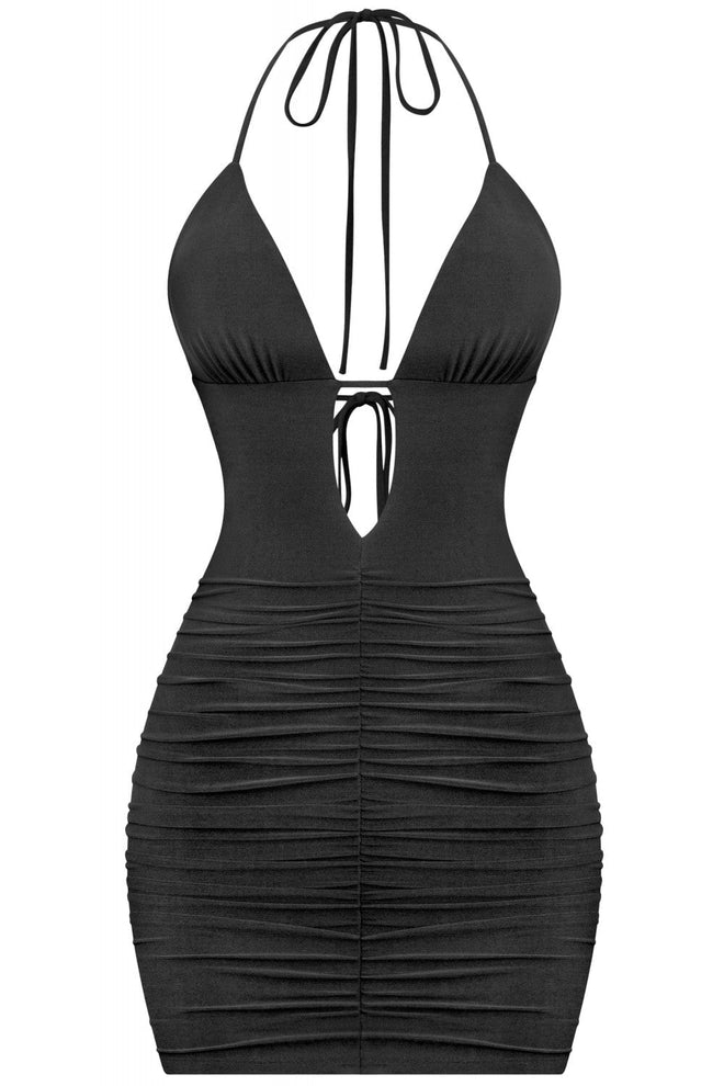 100 Shots Ruched Mini Dress Black - Style Delivers