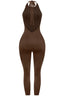 Finesse Halter Jumpsuit Brown - Style Delivers