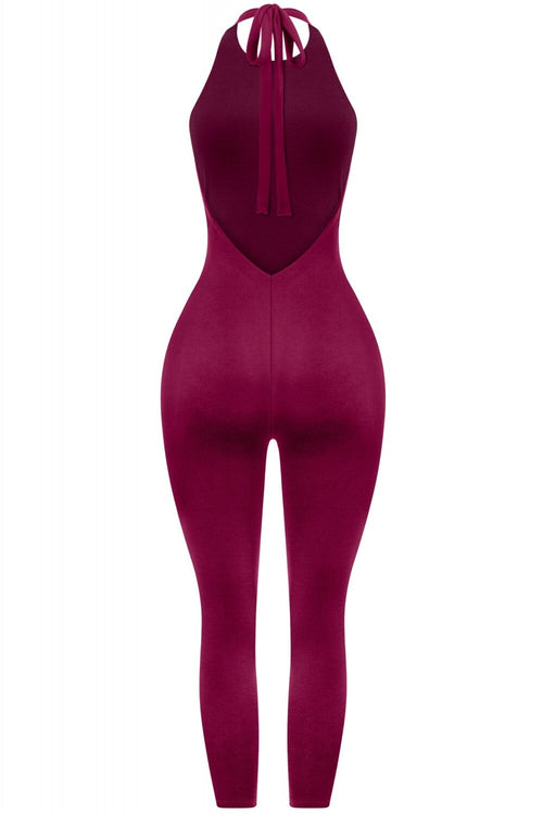 Finesse Halter Jumpsuit Burgundy - Style Delivers