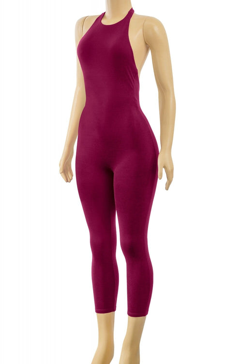 Finesse Halter Jumpsuit Burgundy - Style Delivers