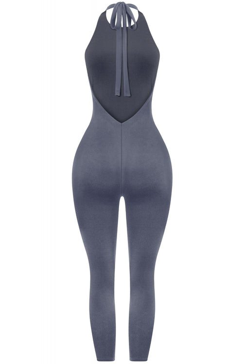 Finesse Halter Jumpsuit Charcoal - Style Delivers