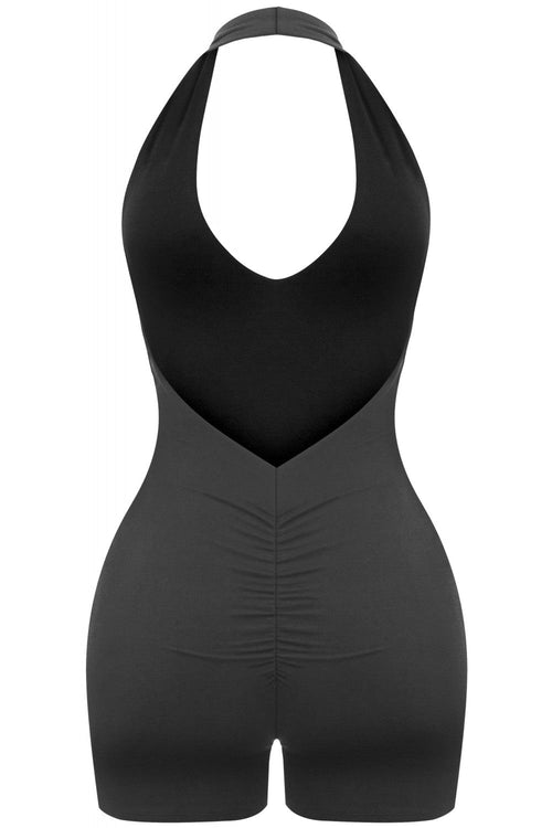 Renee Halter Neck Romper Black - Style Delivers