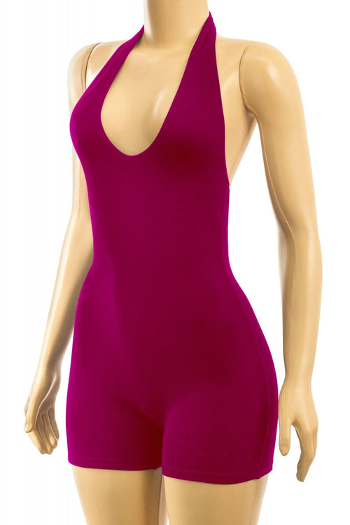 Renee Halter Neck Romper Burgundy - Style Delivers