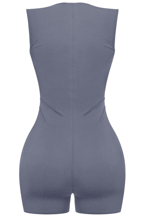 Squared Away Romper Charcoal - Style Delivers