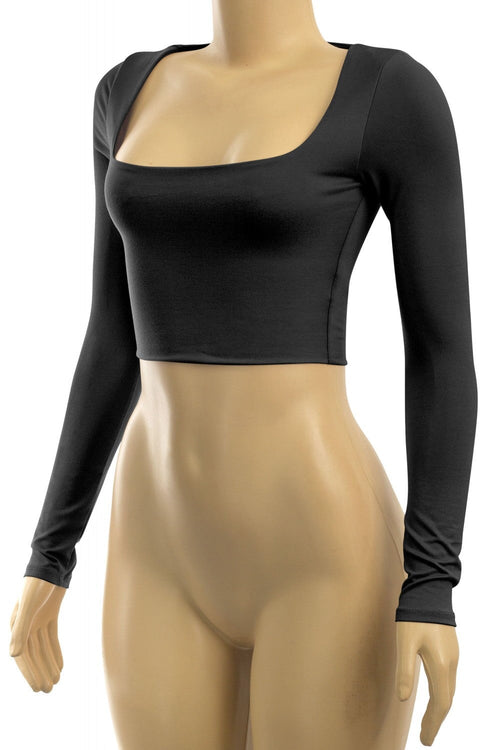 Get the Scoop Long Sleeve Top Black - Style Delivers