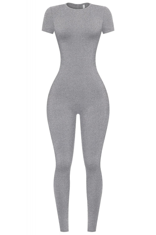 Cap It Short Sleeve Jumpsuit Heather Grey - Style Delivers