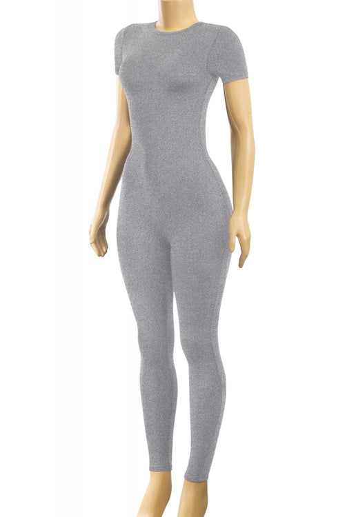 Cap It Short Sleeve Jumpsuit Heather Grey - Style Delivers