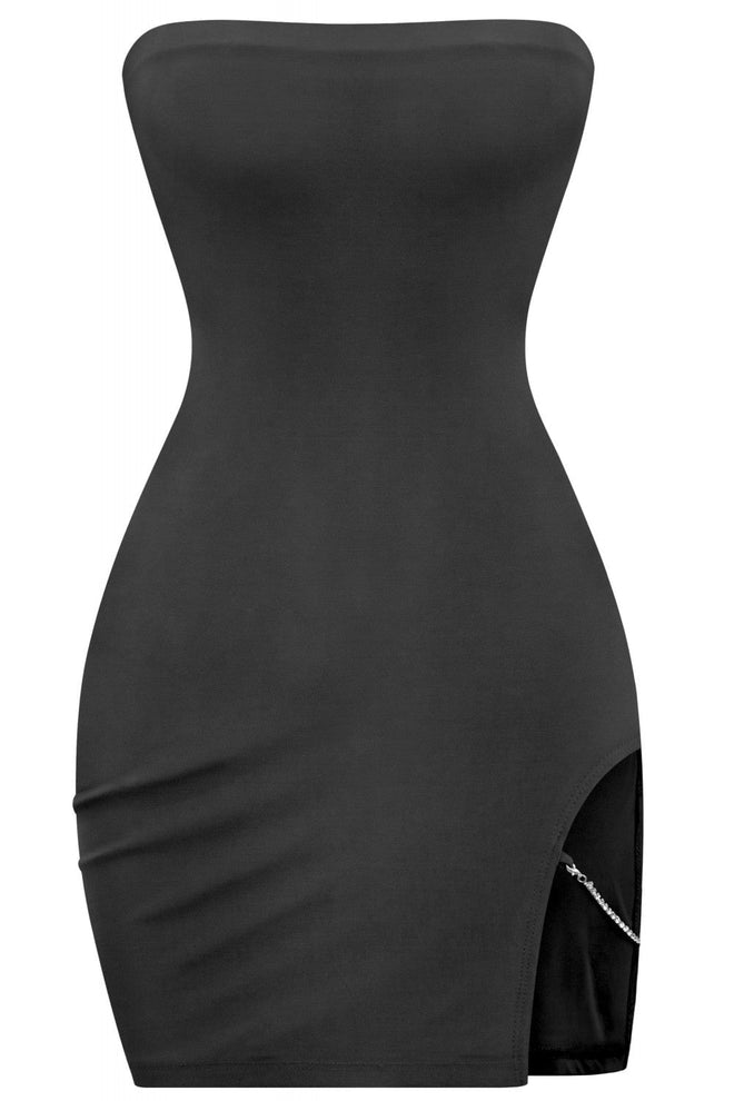 Hot to Go Strapless Side Cut Out Dress Black - Style Delivers