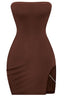 Hot to Go Strapless Side Cut Out Dress Brownn - Style Delivers