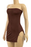 Hot to Go Strapless Side Cut Out Dress Brownn - Style Delivers