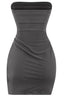 Hot to Go Strapless Side Cut Out Dress Charcoal - Style Delivers