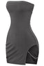 Hot to Go Strapless Side Cut Out Dress Charcoal - Style Delivers