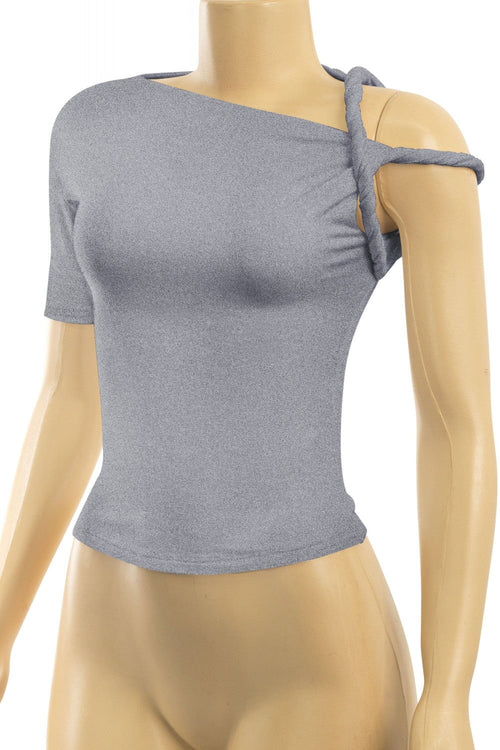 Knotty Girl Top Heather Grey - Style Delivers