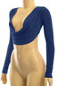 Ladera Long Sleeve Drape Crop Top Navy - Style Delivers