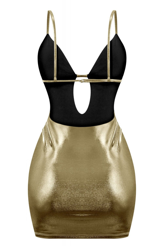 Tinsel Town Metallic Mini Dress Gold - Style Delivers