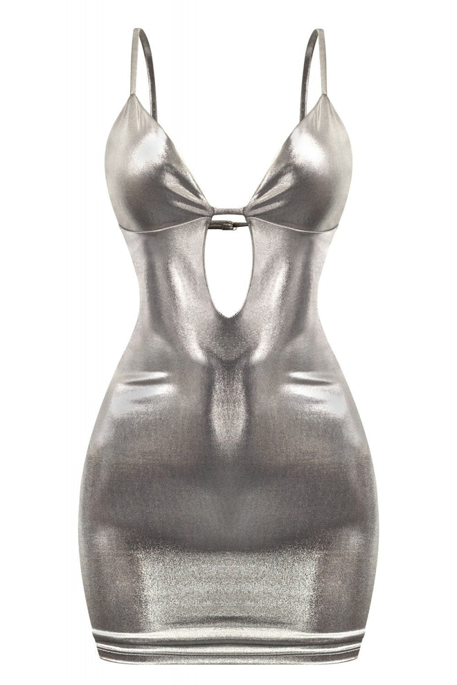 Tinsel Town Metallic Mini Dress Silver - Style Delivers