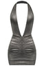 Haleigh Halter Metallic Mini Dress Silver - Style Delivers