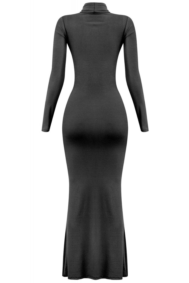 Toasty Turtleneck Maxi Dress Black - Style Delivers