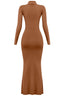 Toasty Turtleneck Maxi Dress Cognac - Style Delivers