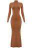 Toasty Turtleneck Maxi Dress Cognac - Style Delivers