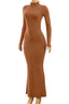 Toasty Turtleneck Maxi Dress Cognac - Style Delivers