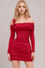 Holiday Hottie Asymmetrical Ruched Mini Dress Red - Style Delivers