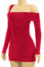 Holiday Hottie Asymmetrical Ruched Mini Dress Red - Style Delivers