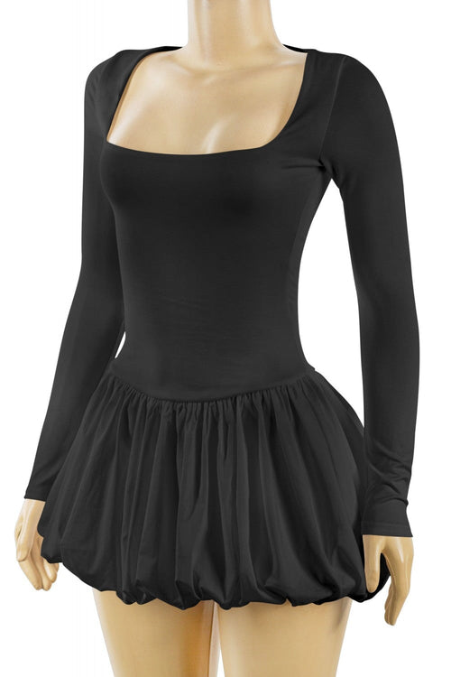 Noel Bubble Mini Dress Black - Style Delivers