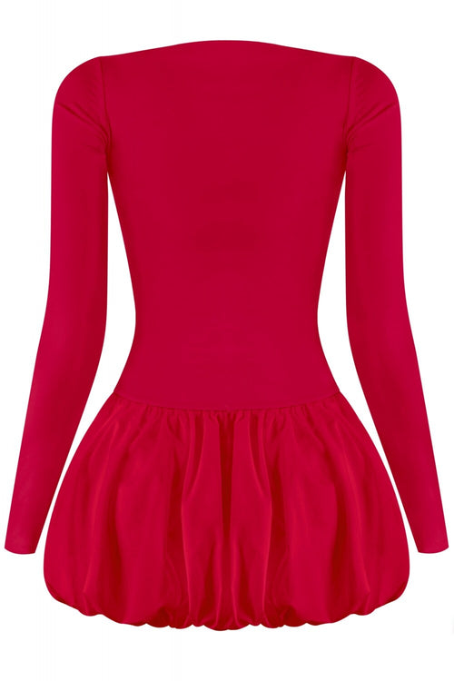 Noel Bubble Mini Dress Red - Style Delivers