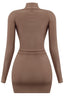 Deja Mock Neck Mini Dress Mocha - Style Delivers