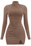 Deja Mock Neck Mini Dress Mocha - Style Delivers