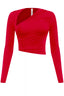 Aslynn Asymmetrical Ruched Crop Top Red - Style Delivers