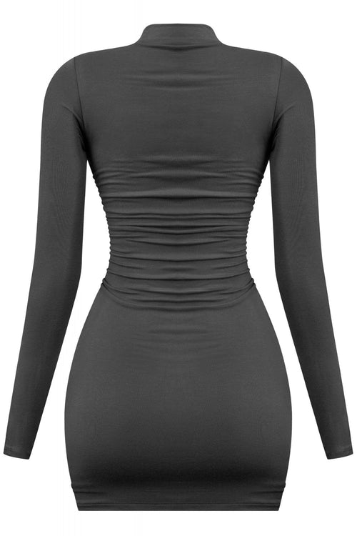 Temptation Mock Neck Mini Dress Black - Style Delivers