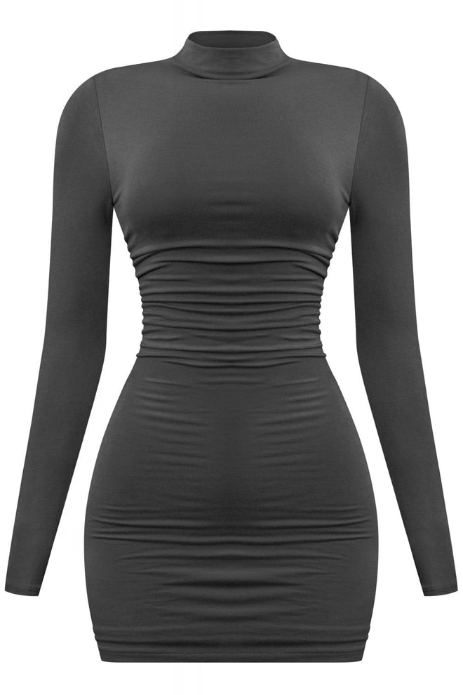 Taste Mock Neck Mini Dress Black - Style Delivers