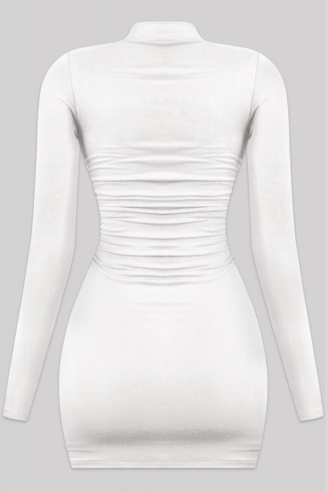 Taste Mock Neck Mini Dress Off White - Style Delivers