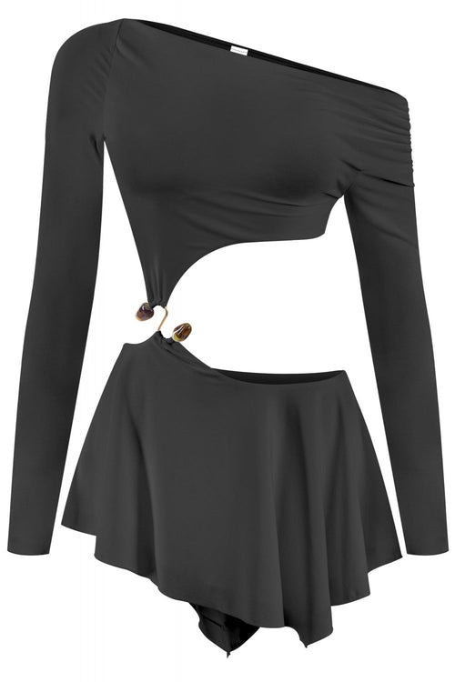 Tropix Vacay Cut Out Mini Dress Black - Style Delivers