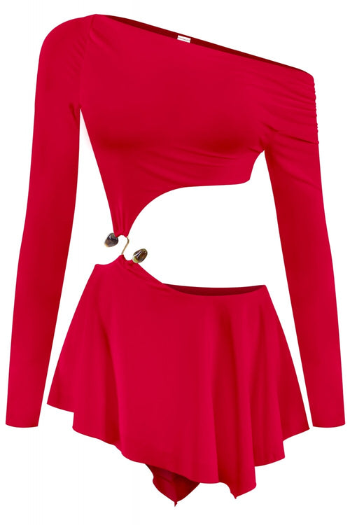 Tropix Vacay Cut Out Mini Dress Red - Style Delivers