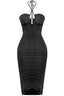 Katarina Ruched Midi Dress Black - Style Delivers