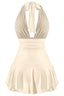 Marilyn Halter Ruffle Romper Beige - Style Delivers