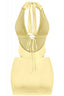 Helena Halter Deep Plunge Dress Light Yellow - Style Delivers