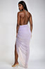 Malika Mesh Ruched Rhinestone Maxi Dress Lilac - Style Delivers