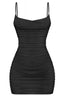 Cami Open Back Ruched Mini Dress Black - Style Delivers