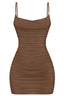 Cami Open Back Ruched Mini Dress Mocha - Style Delivers