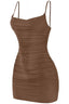 Cami Open Back Ruched Mini Dress Mocha - Style Delivers