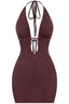 100 Shots Textured Mini Dress Brown - Style Delivers