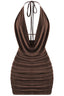 Bebe Glitter Bodycon Mini Dress Brown