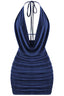 Bebe Glitter Bodycon Mini Dress Navy