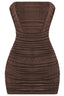 Amaria Glitter Strapless Mini Dress Brown Dresses Tresser 